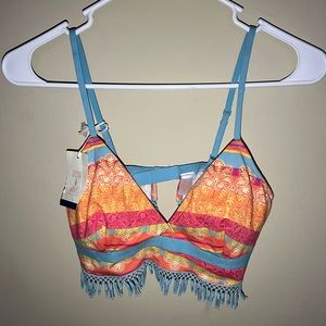 Multicolor fringe bikini bra top only